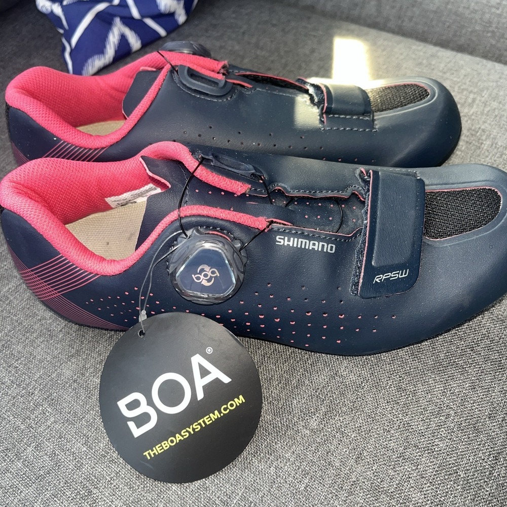 Shimano RP5 Women's EUR 38 US 6.5 3 Bolt Navy SPD SL Clipless Road Shoes BOA